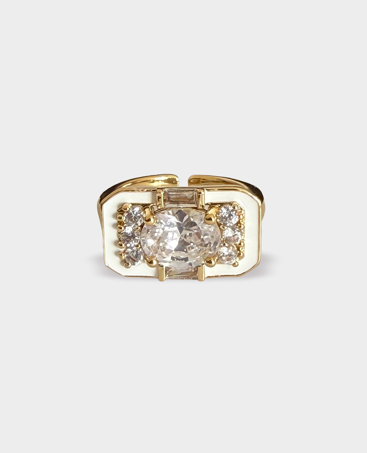 ART DECO GOLD RING - WHITE