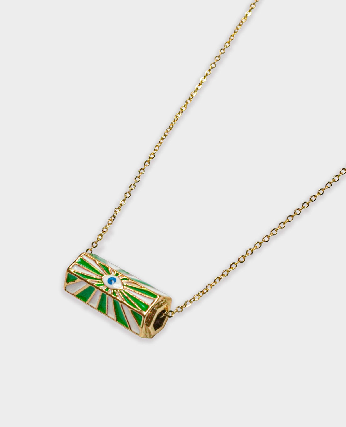 BOHEMIAN GOLD EVIL EYE NECKLACE - GREEN