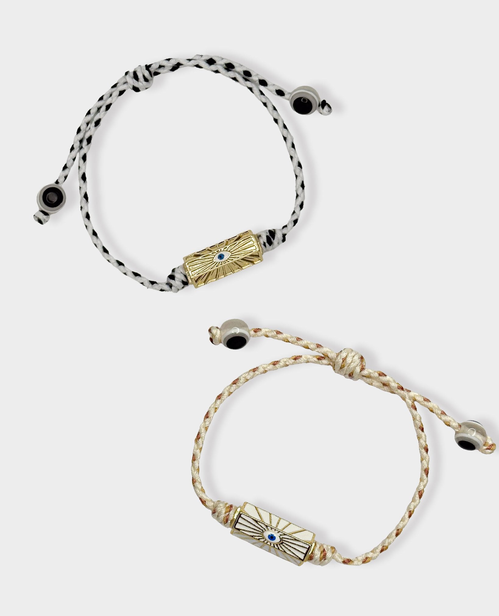 BOHEMIAN EVIL EYE BRACELET SET - BLACK & WHITE