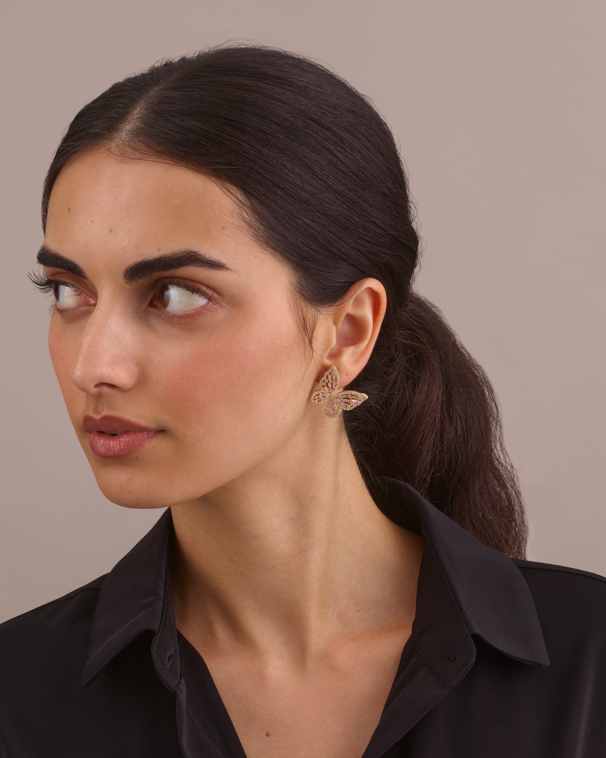 BUTTERFLY GOLD STUD EARRINGS