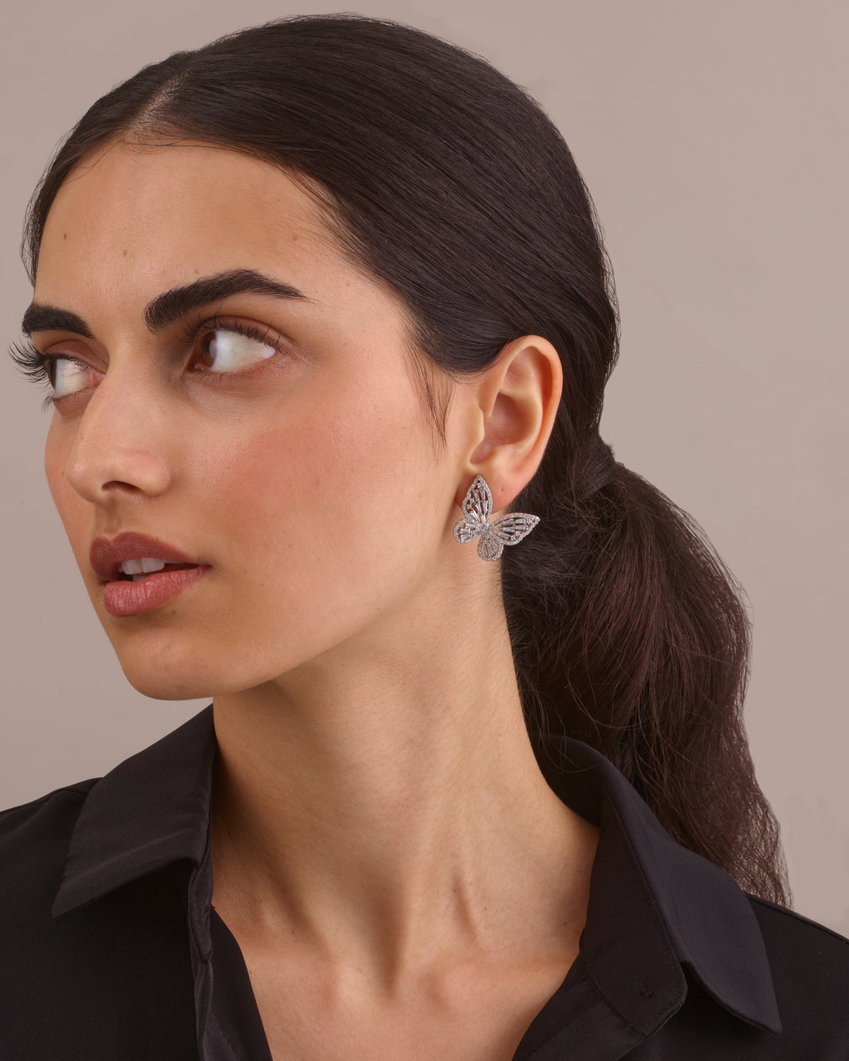 BUTTERFLY SILVER STUD EARRINGS