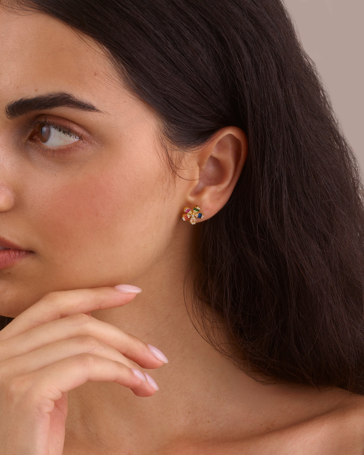 JEWEL FLOWER STUD EARRINGS - GOLD