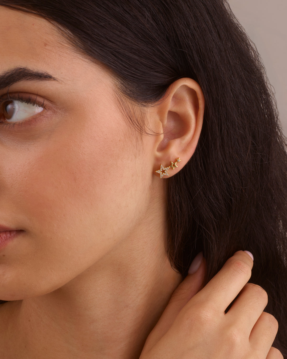 TRIPLE STAR GOLD NECKLACE & EARRING SET