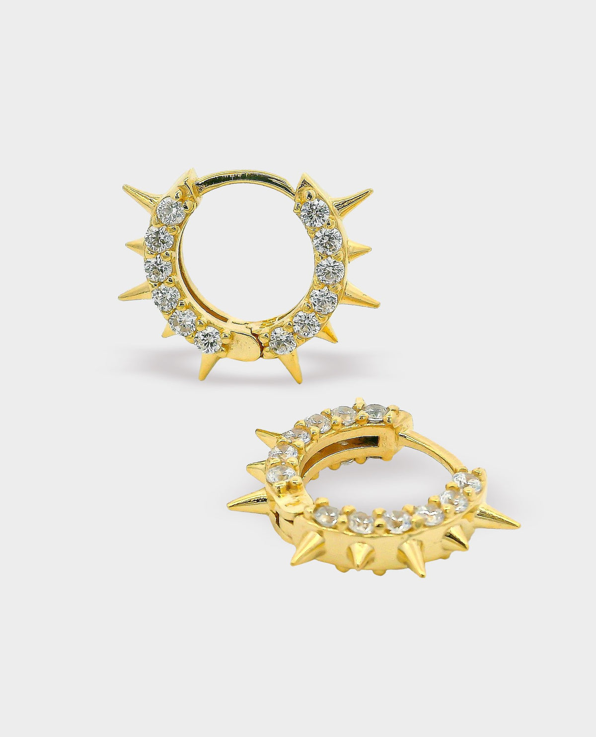 SPIKE GOLD HOOP HUGGIE EARRINGS