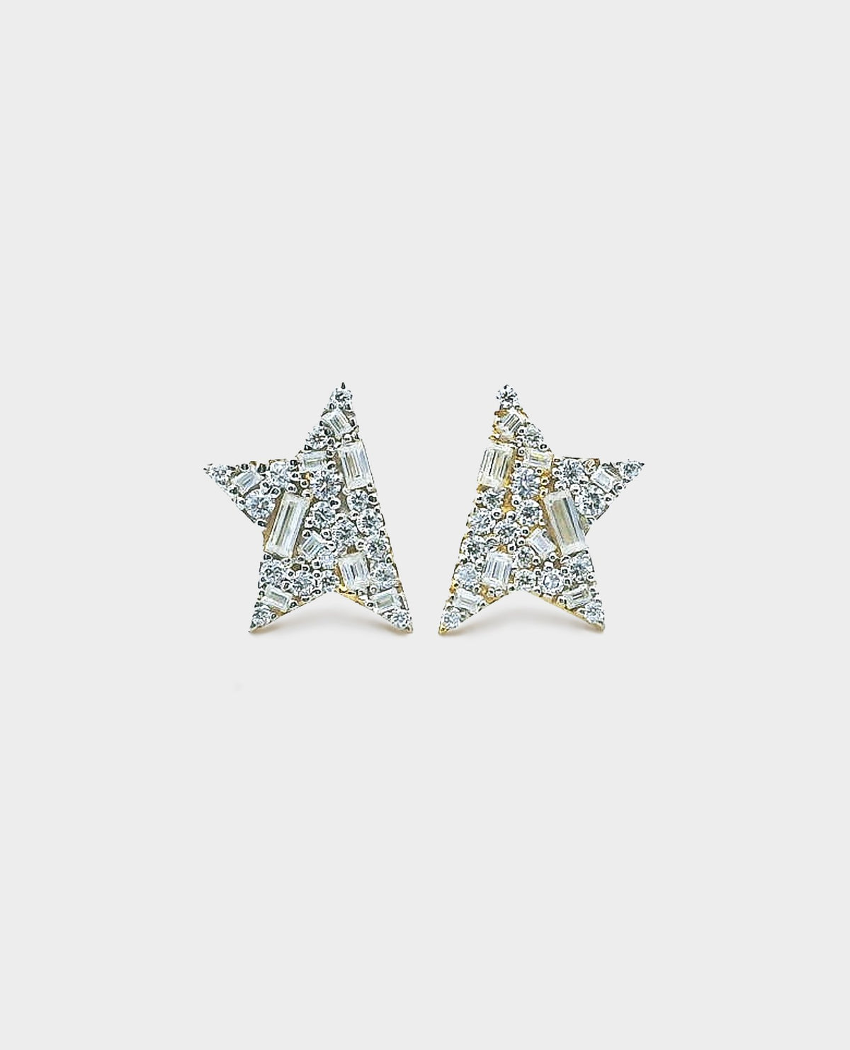 HALF CUT STAR SILVER STUD EARRINGS