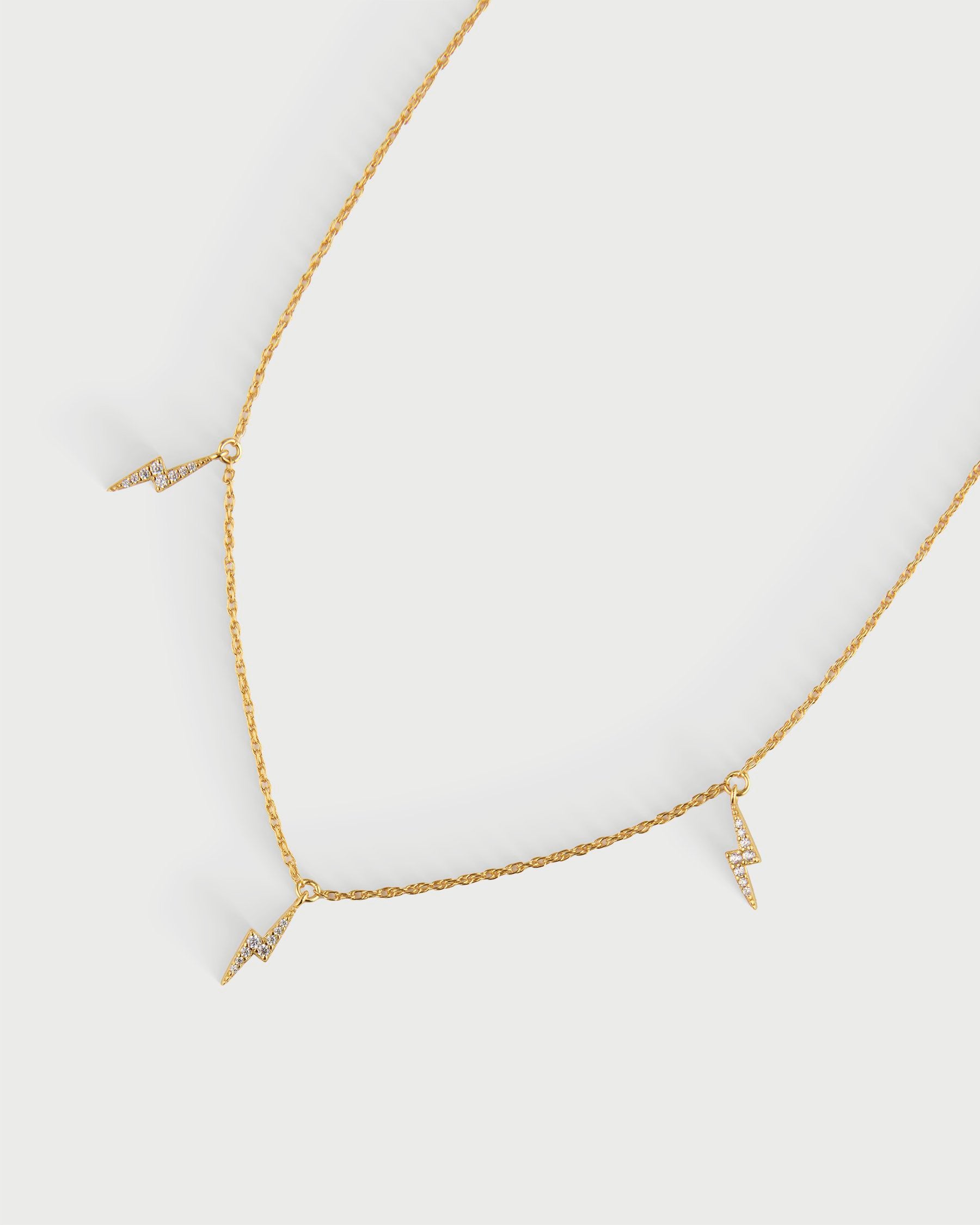 TRIPLE LIGHTNING BOLT NECKLACE - GOLD