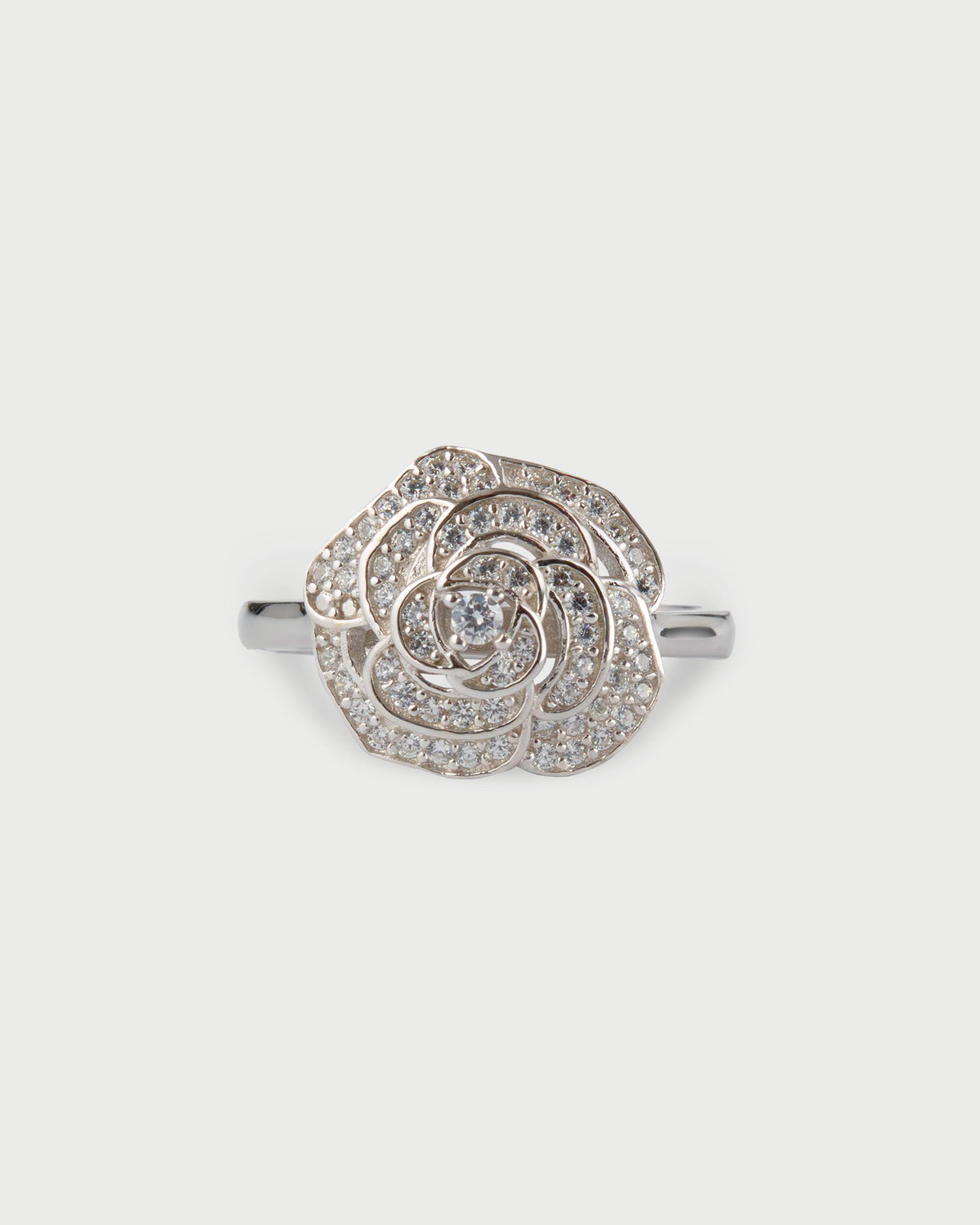 CAMELLIA SILVER COCKTAIL RING