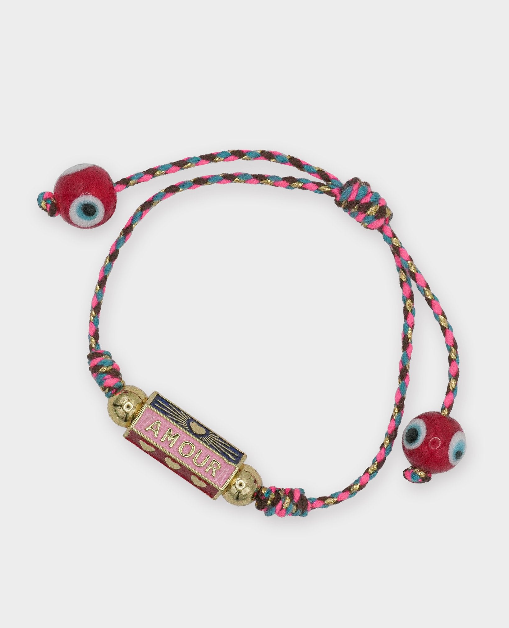 BOHEMIAN EVIL EYE AMOUR CHARM BRACELET - PINK