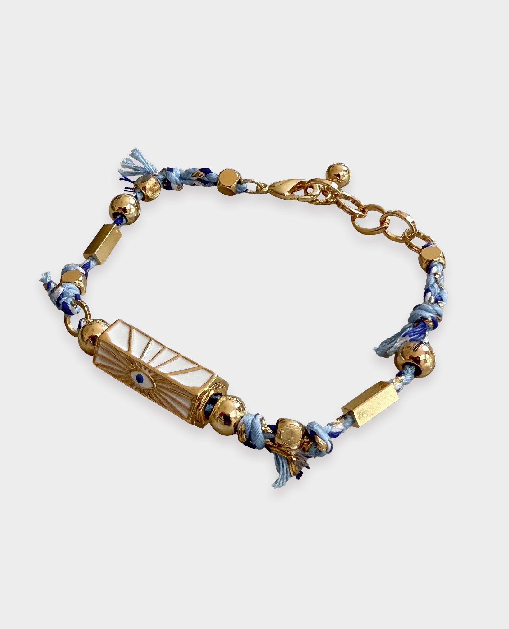 BOHEMIAN EVIL EYE CHARM BRACELET WITH CLASP - WHITE