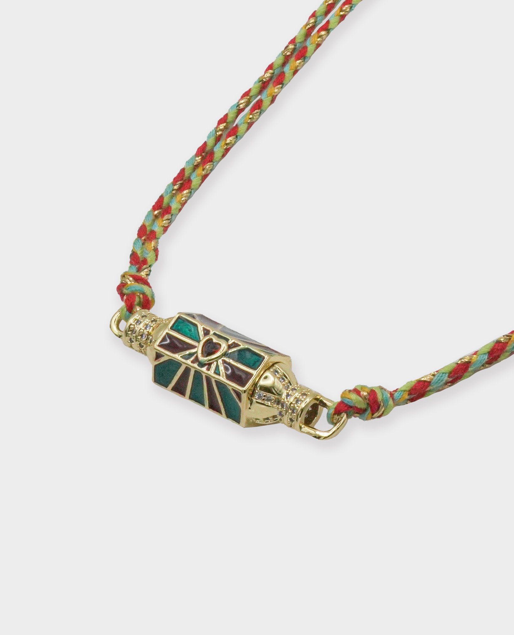 AMULET HEART PENDANT NECKLACE - RED & GREEN