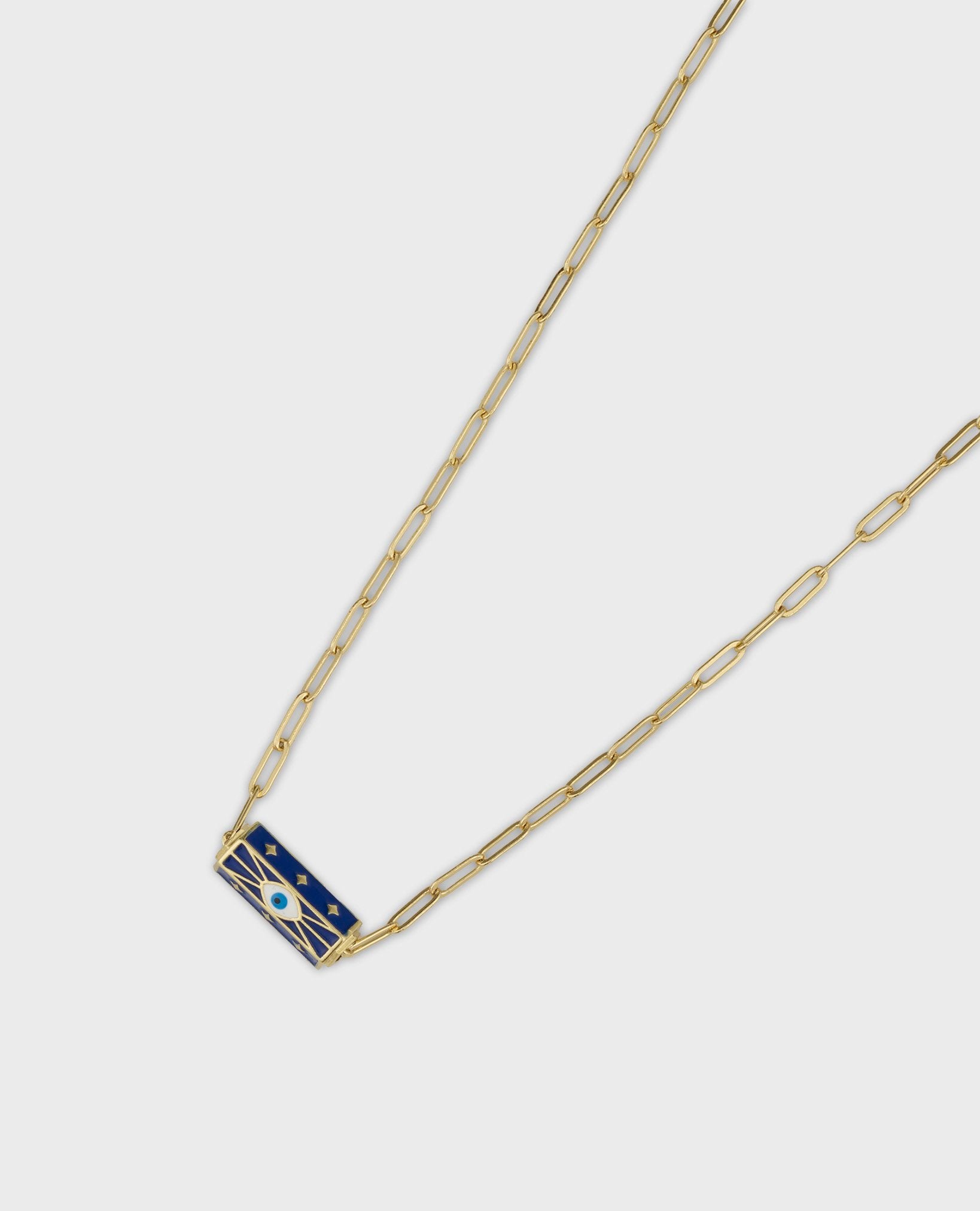 BOHEMIAN GOLD PAPERCLIP NECKLACE - BLUE