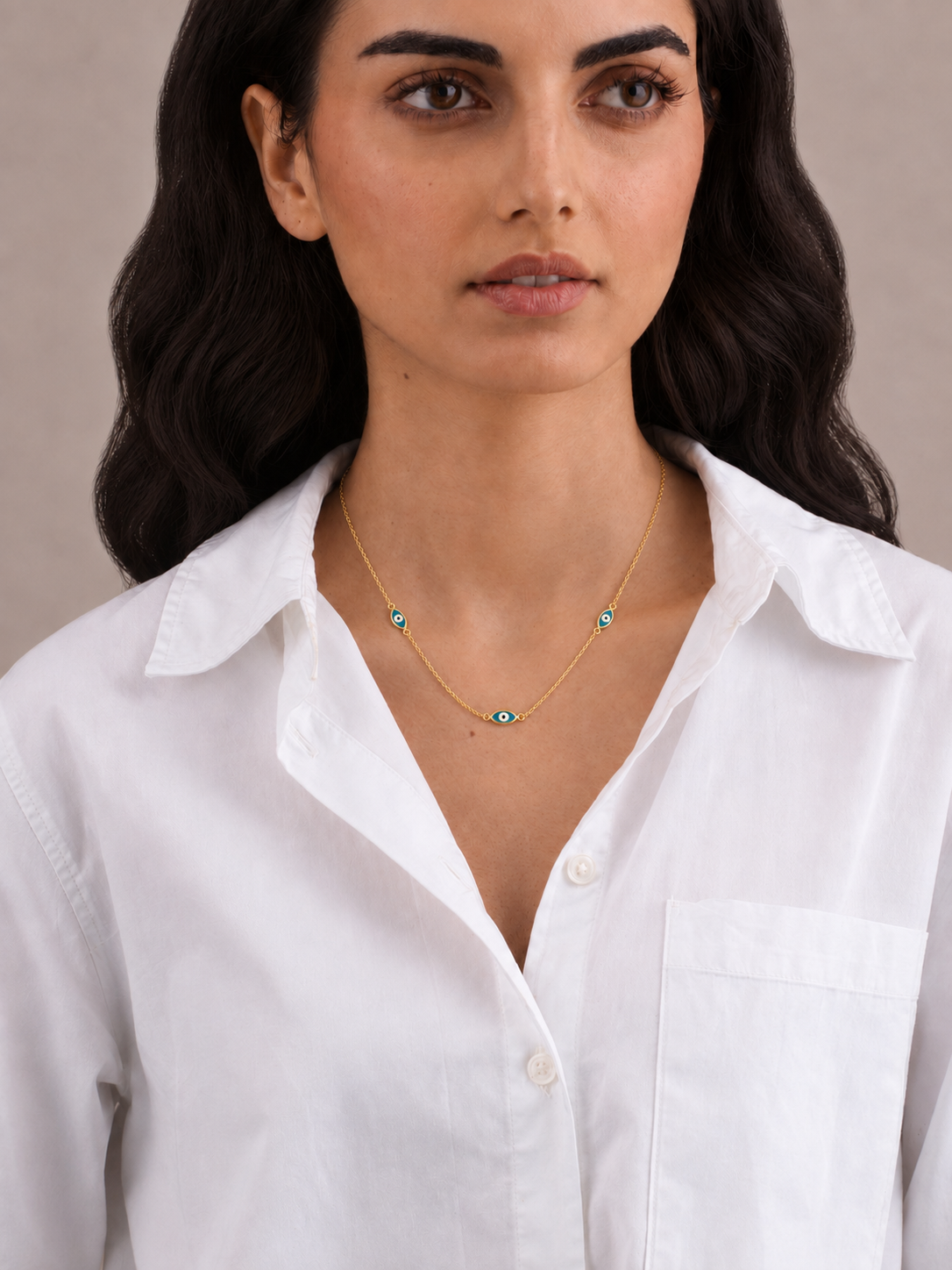 DOUBLE-SIDED GOLD EVIL EYE NECKLACE