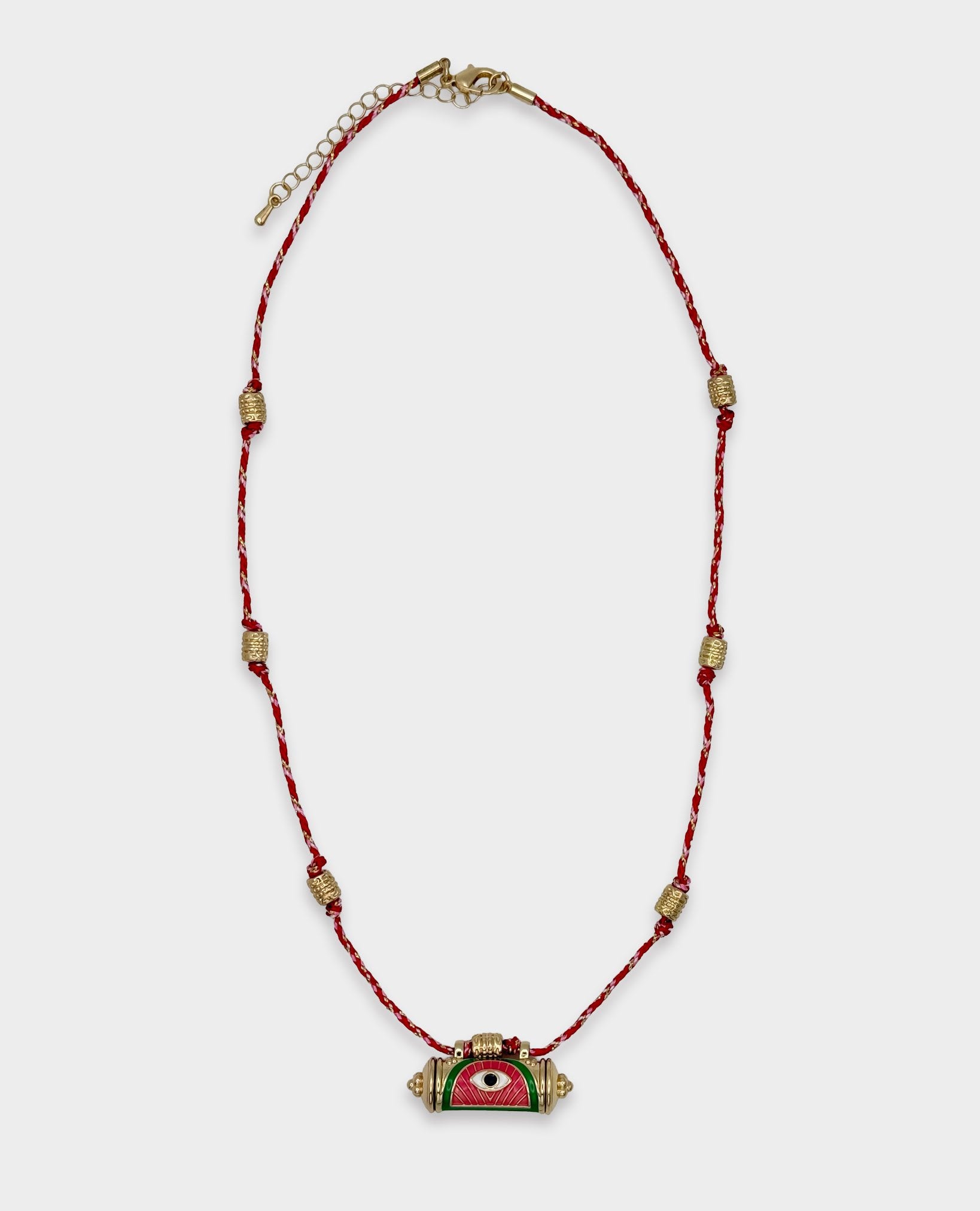 EVIL EYE LOCKET NECKLACE - HOT PINK