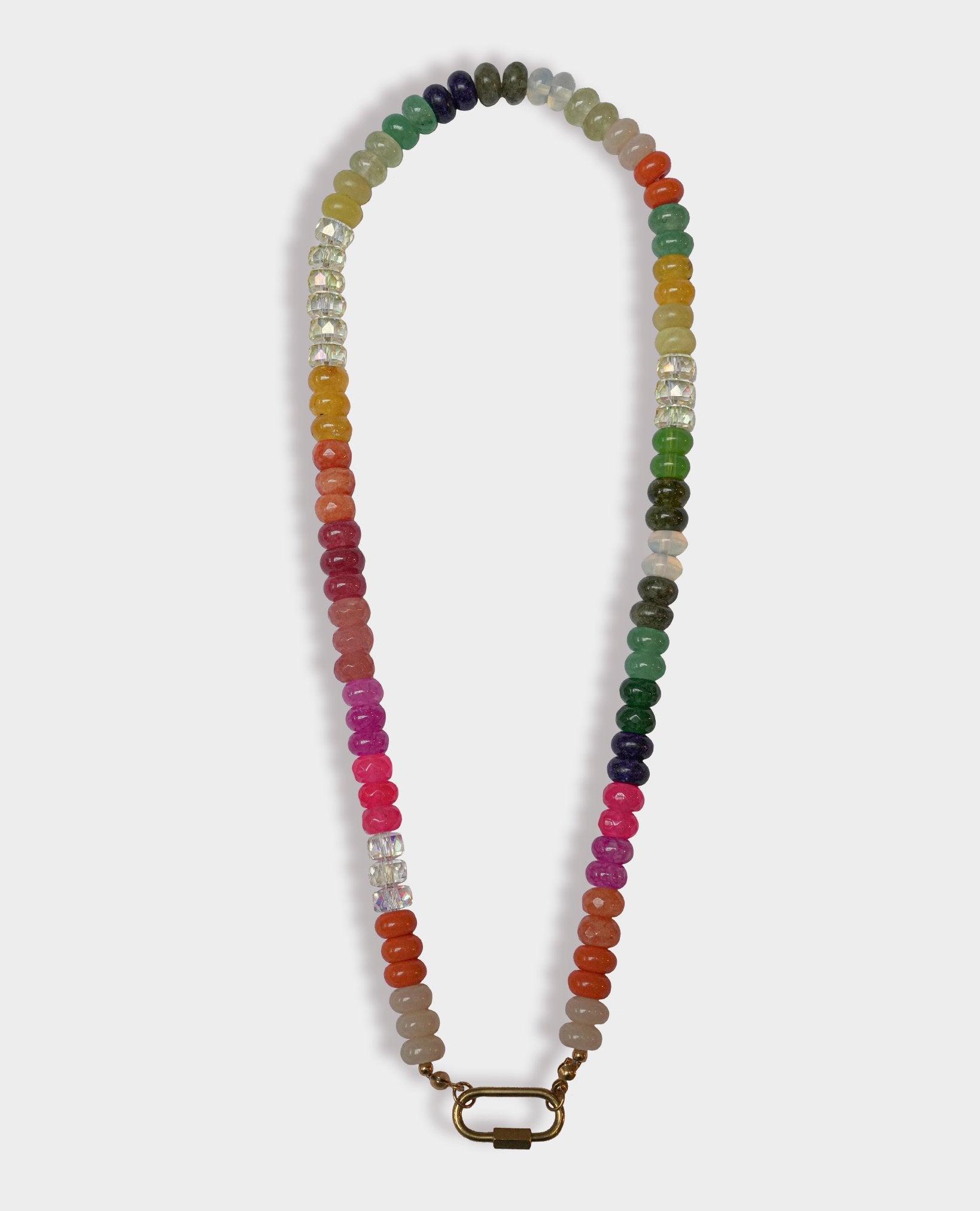 STONE CARABINER CLIP BEADED NECKLACE