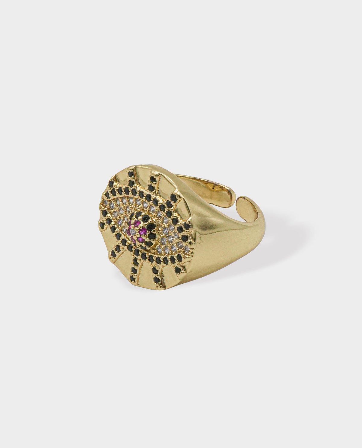 EVIL EYE GOLD SIGNET RING