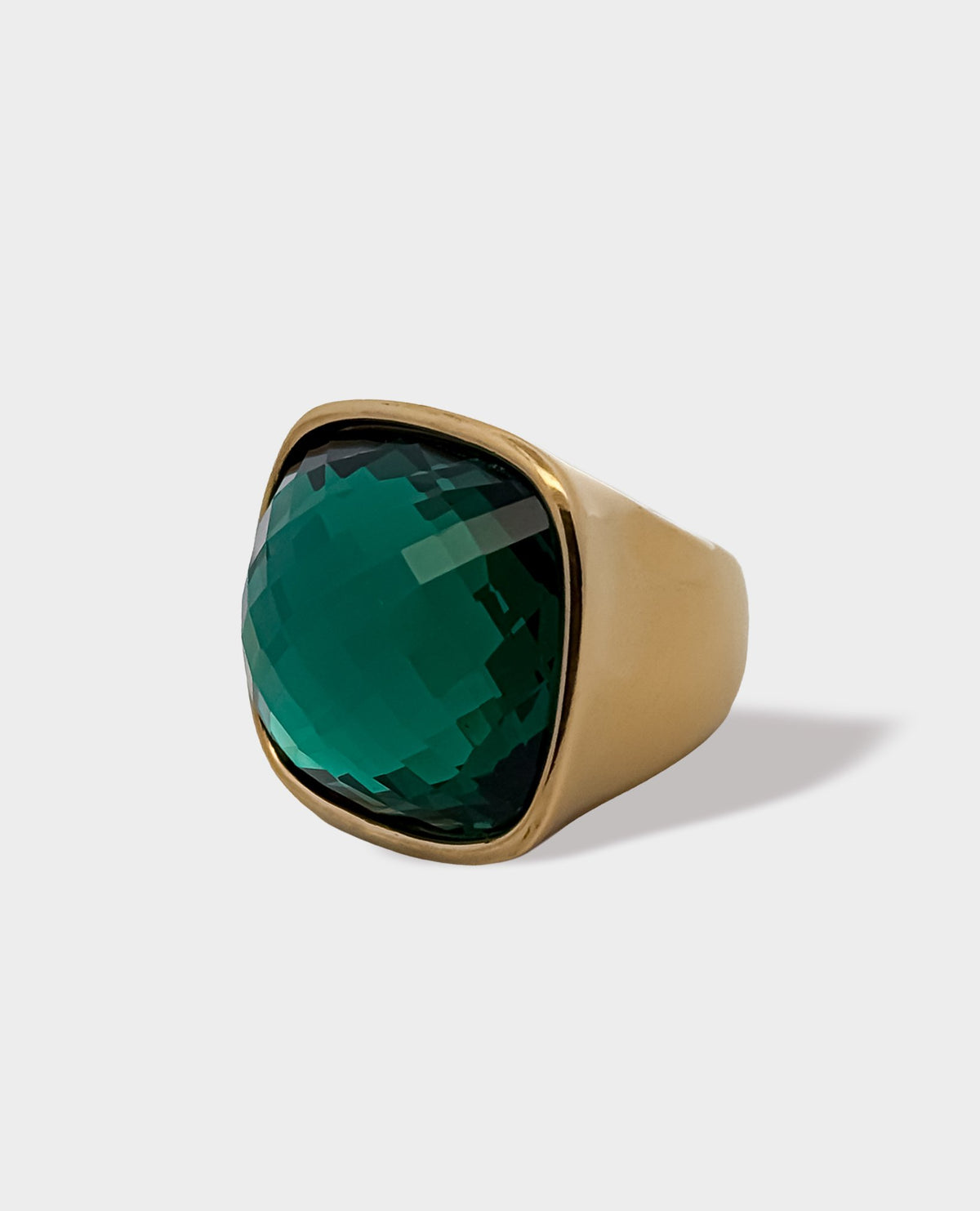 GIANT DISCO RING - EMERALD & GOLD 7