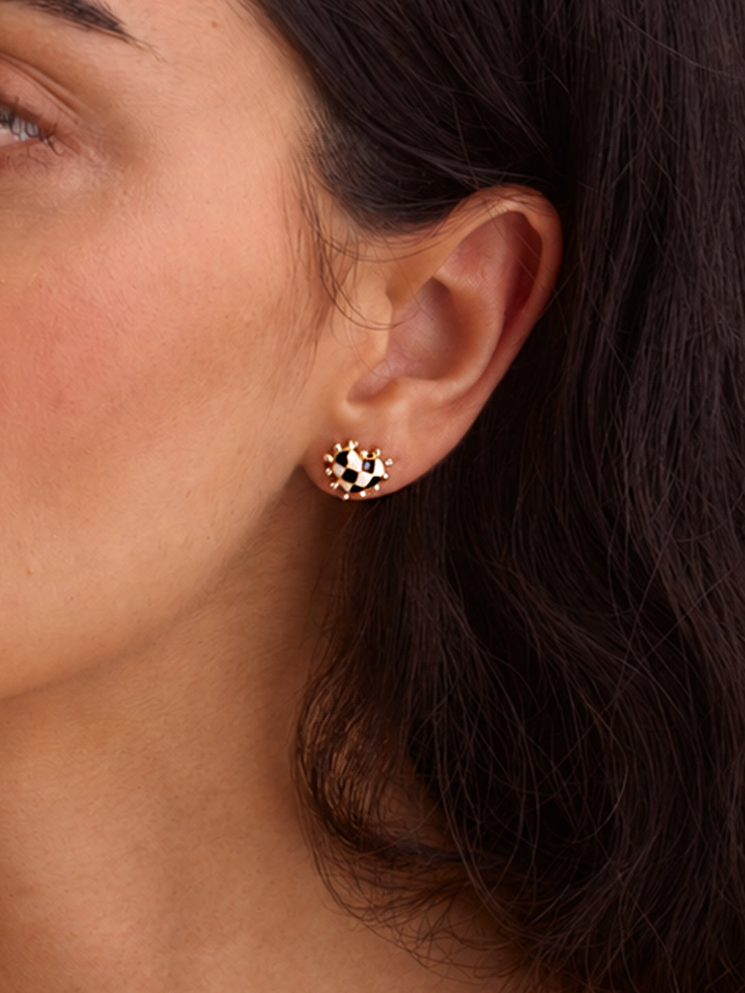 HEART CHEQUERED EARRINGS