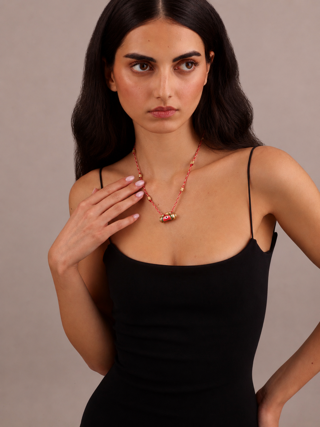 EVIL EYE AMULET NECKLACE - HOT PINK