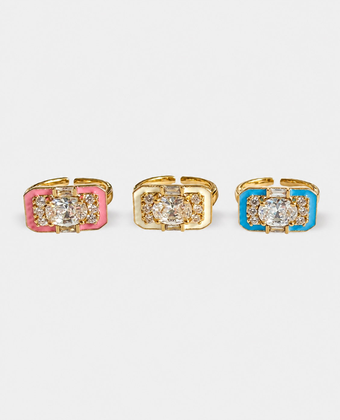 ART DECO GOLD RING - WHITE