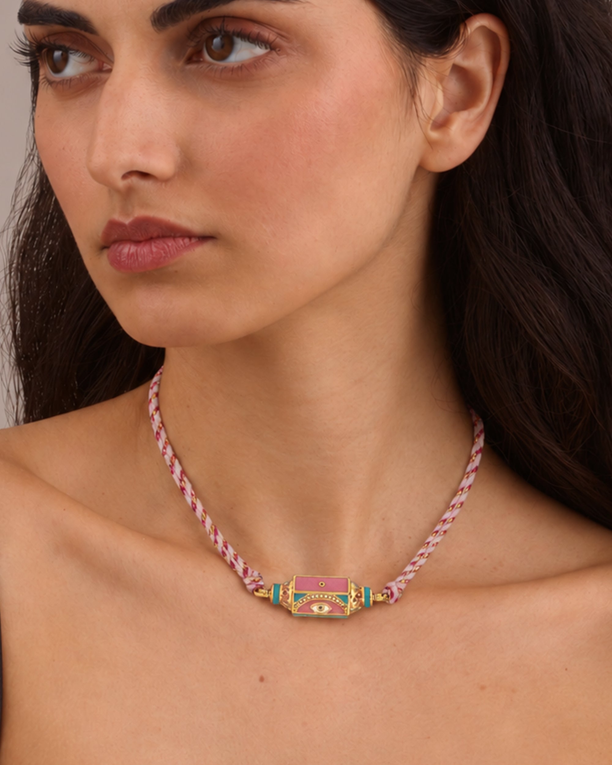 EVIL EYE AMULET NECKLACE - PINK
