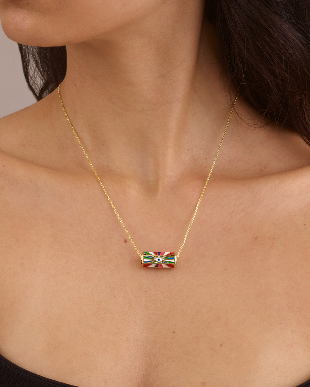 BOHEMIAN GOLD EVIL EYE NECKLACE - MULTICOLOUR