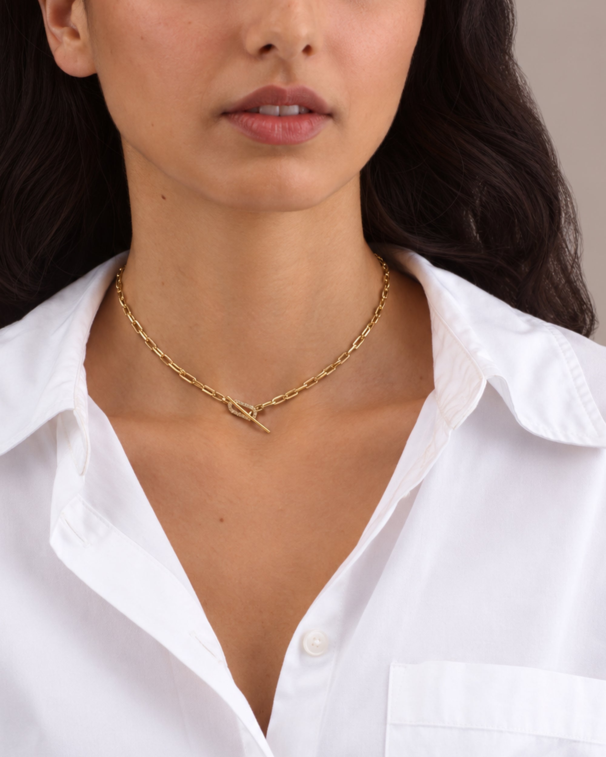 DIAMOND GOLD T-BAR NECKLACE