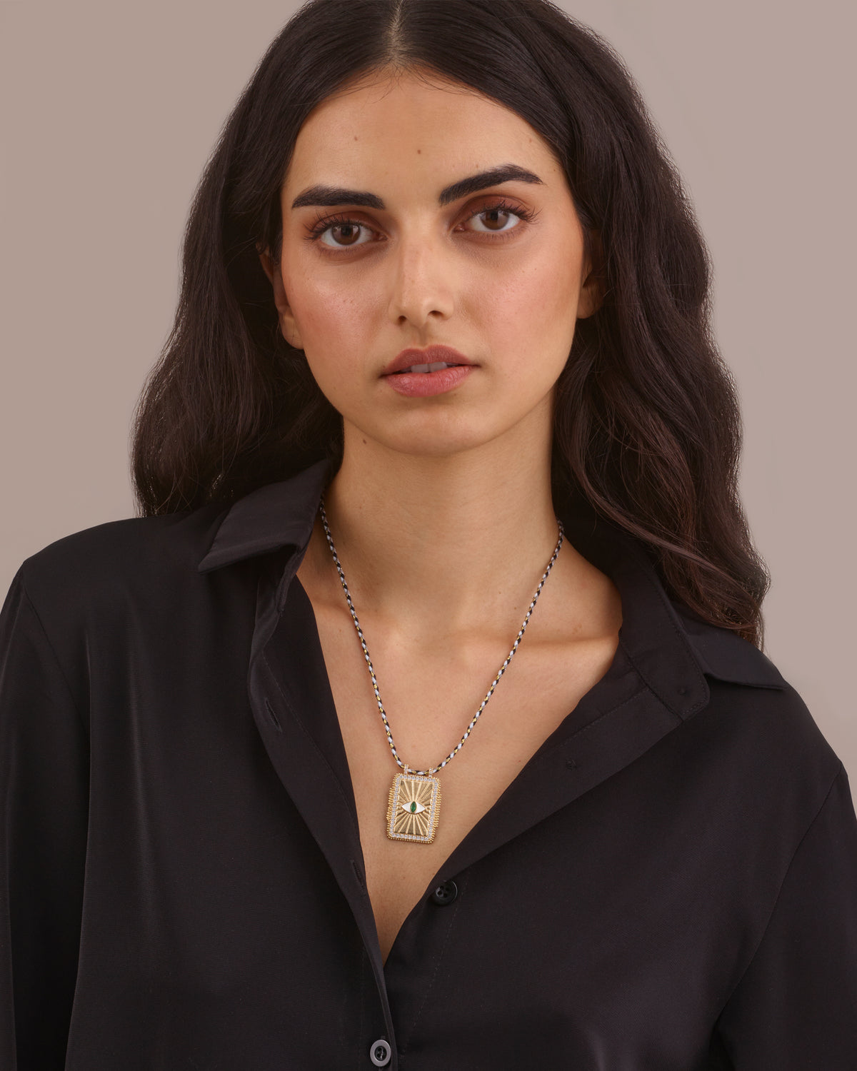 EVIL EYE PENDANT NECKLACE - BLACK