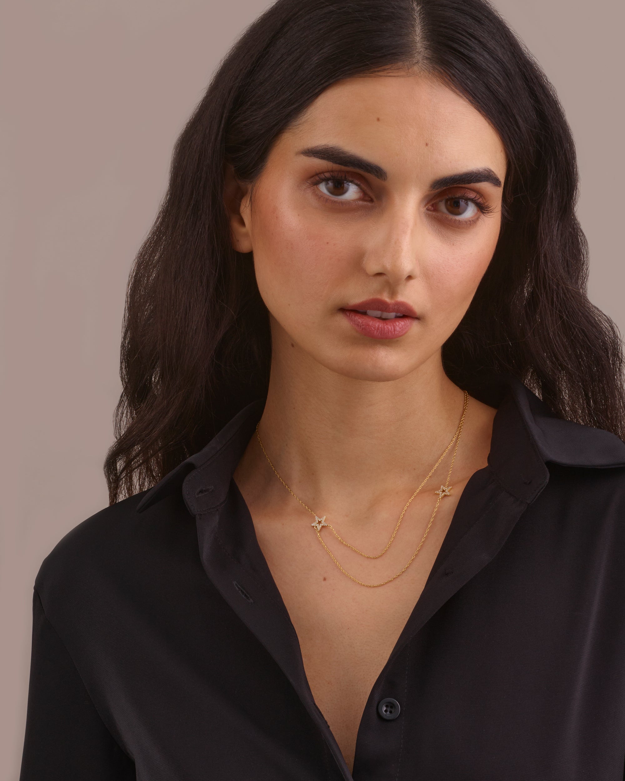 THE MARISA STAR LARIAT GOLD NECKLACE