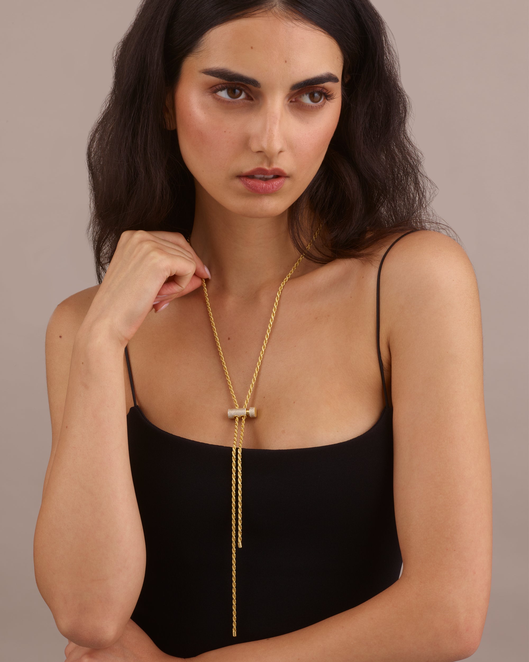 DIAMOND TOGGLE SLIDER NECKLACE - GOLD