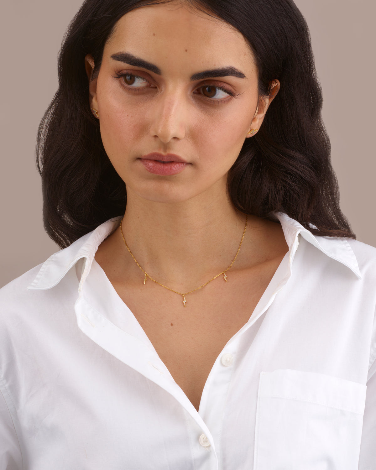 LIGHTNING BOLT GOLD NECKLACE & EARRING SET