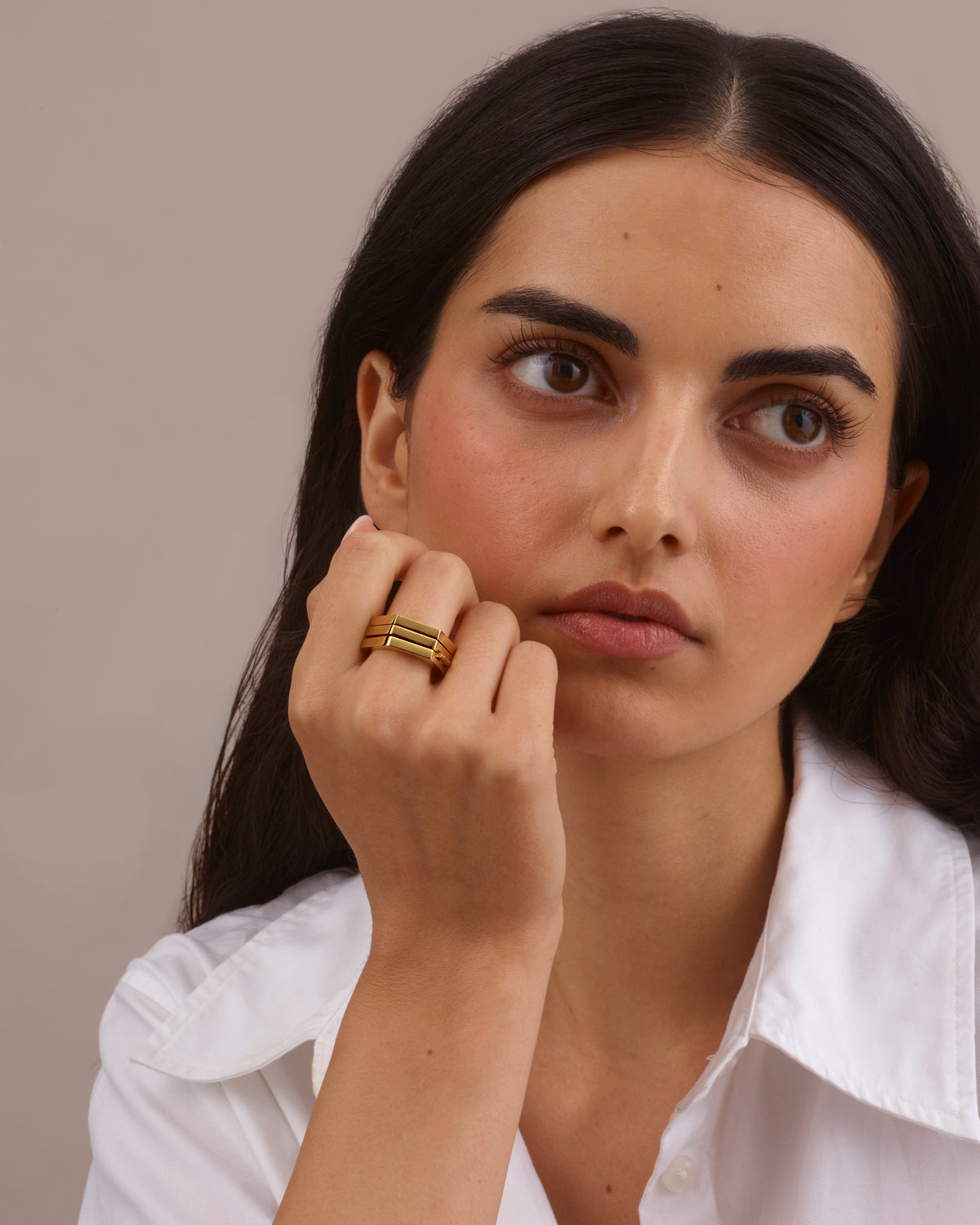 GEOMETRIC STACKED GOLD RING