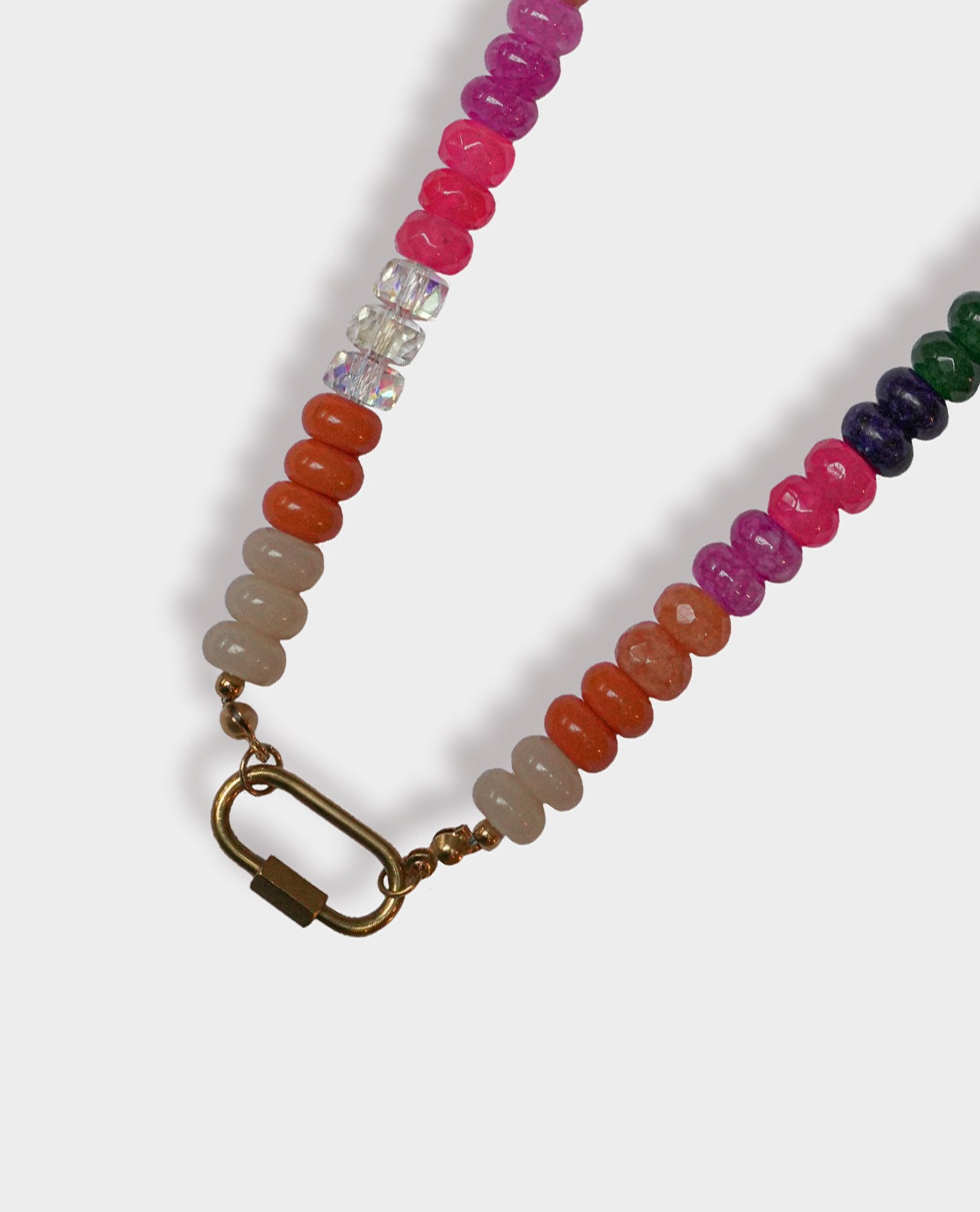 STONE CARABINER CLIP BEADED NECKLACE