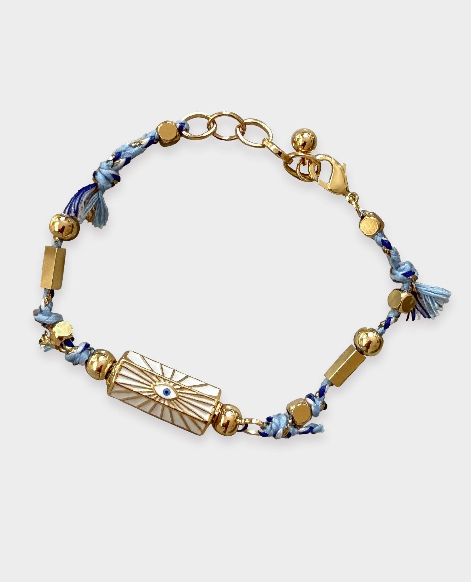 BOHEMIAN EVIL EYE CHARM BRACELET WITH CLASP - WHITE