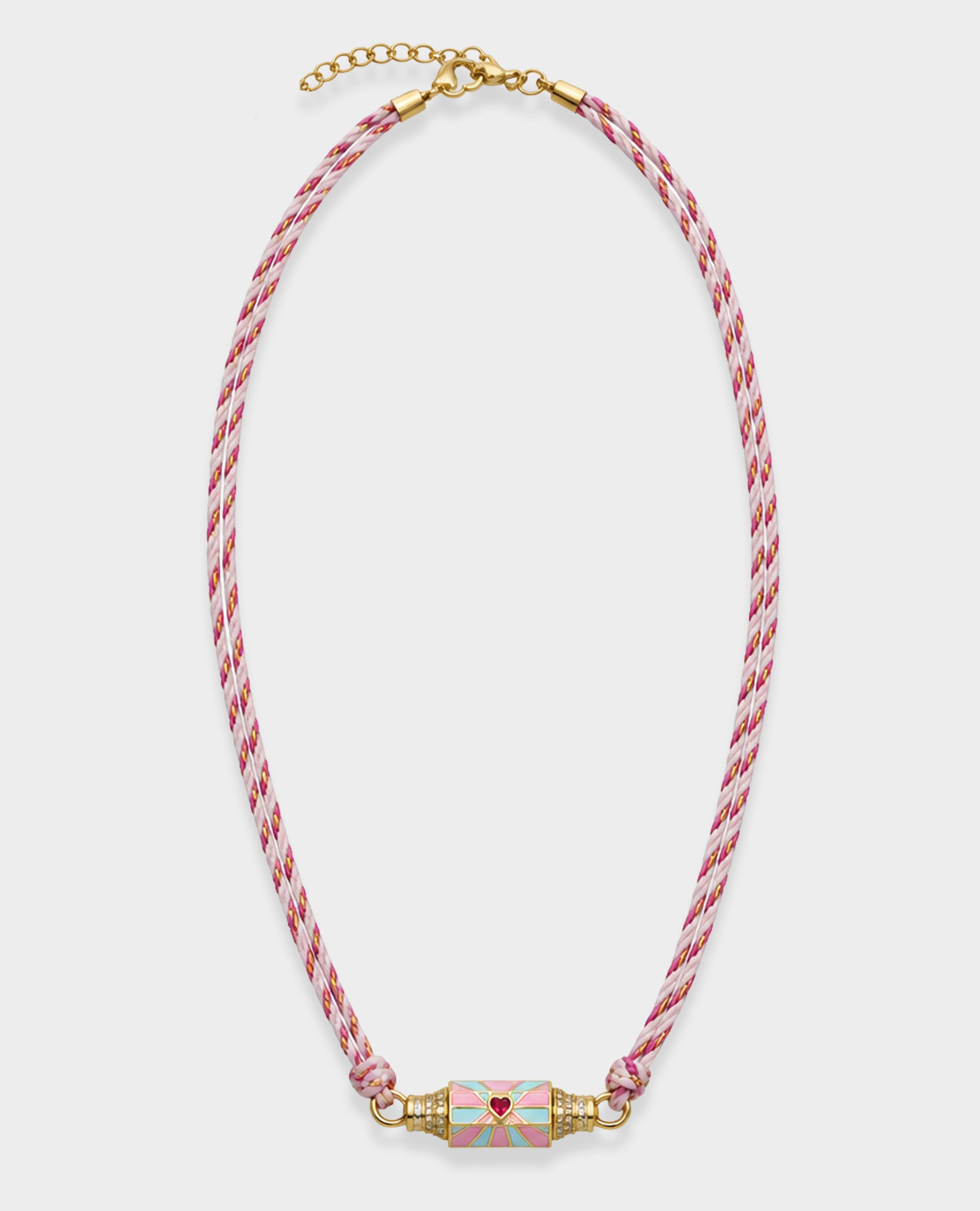 AMULET HEART PENDANT NECKLACE - PINK & BLUE