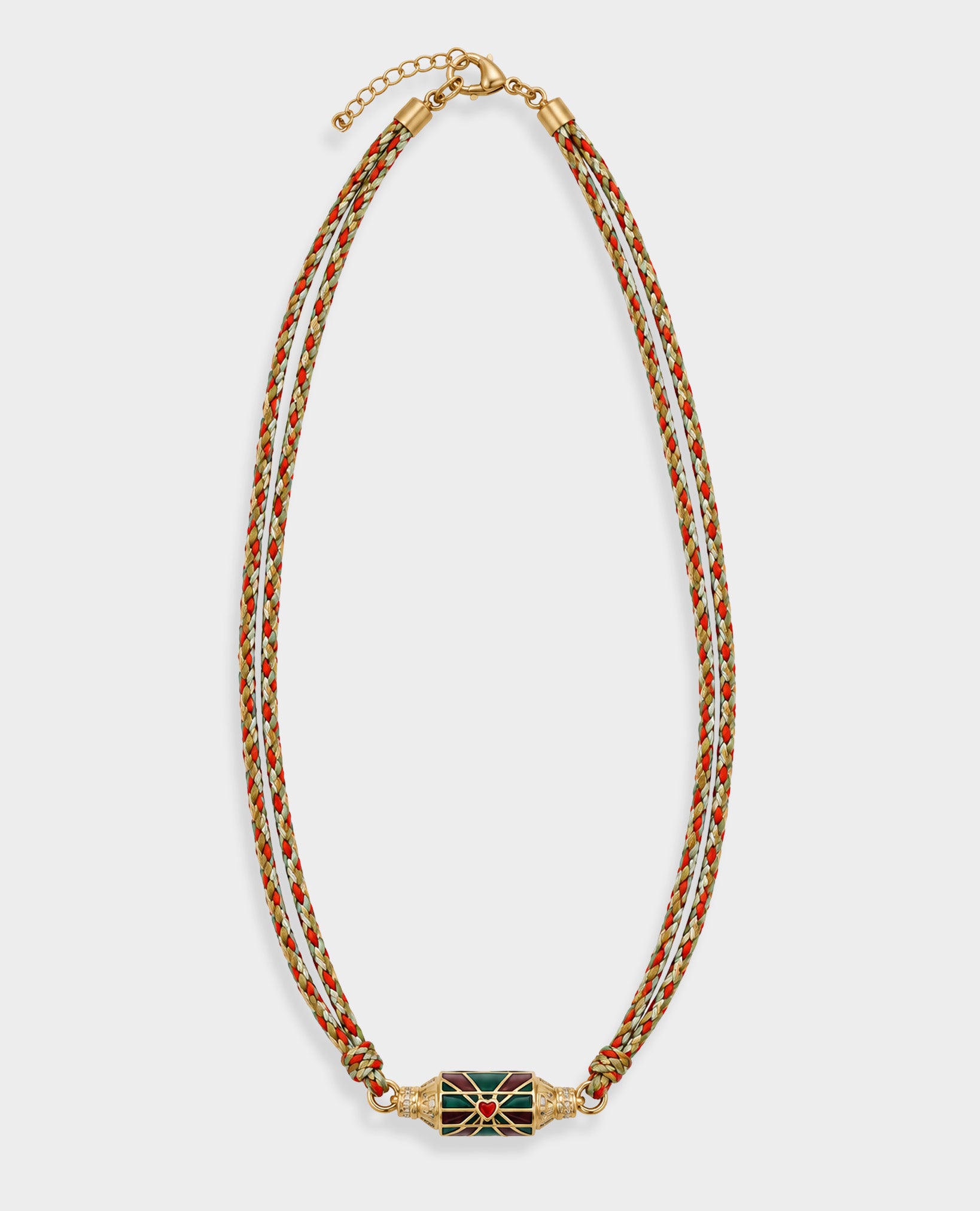 AMULET HEART PENDANT NECKLACE - RED & GREEN