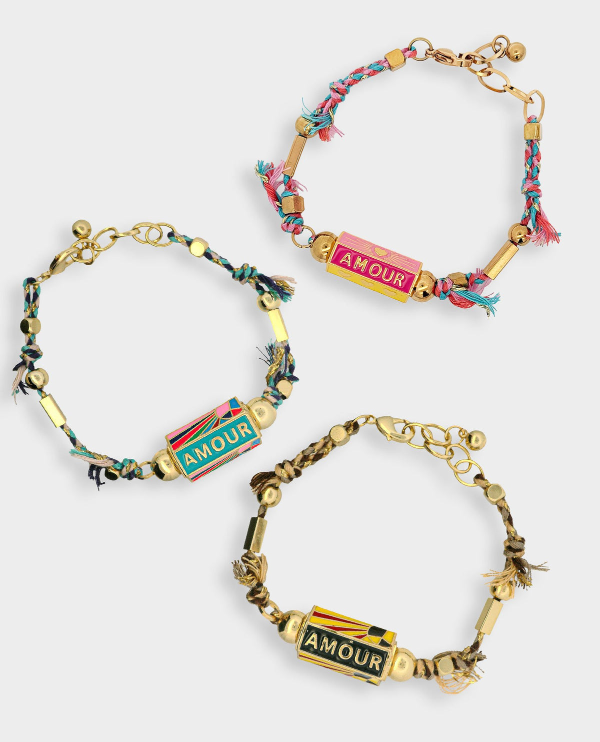 BOHEMIAN AMOUR CHARM BRACELET SET - BLACK, BONBON &amp; TURQUOISE
