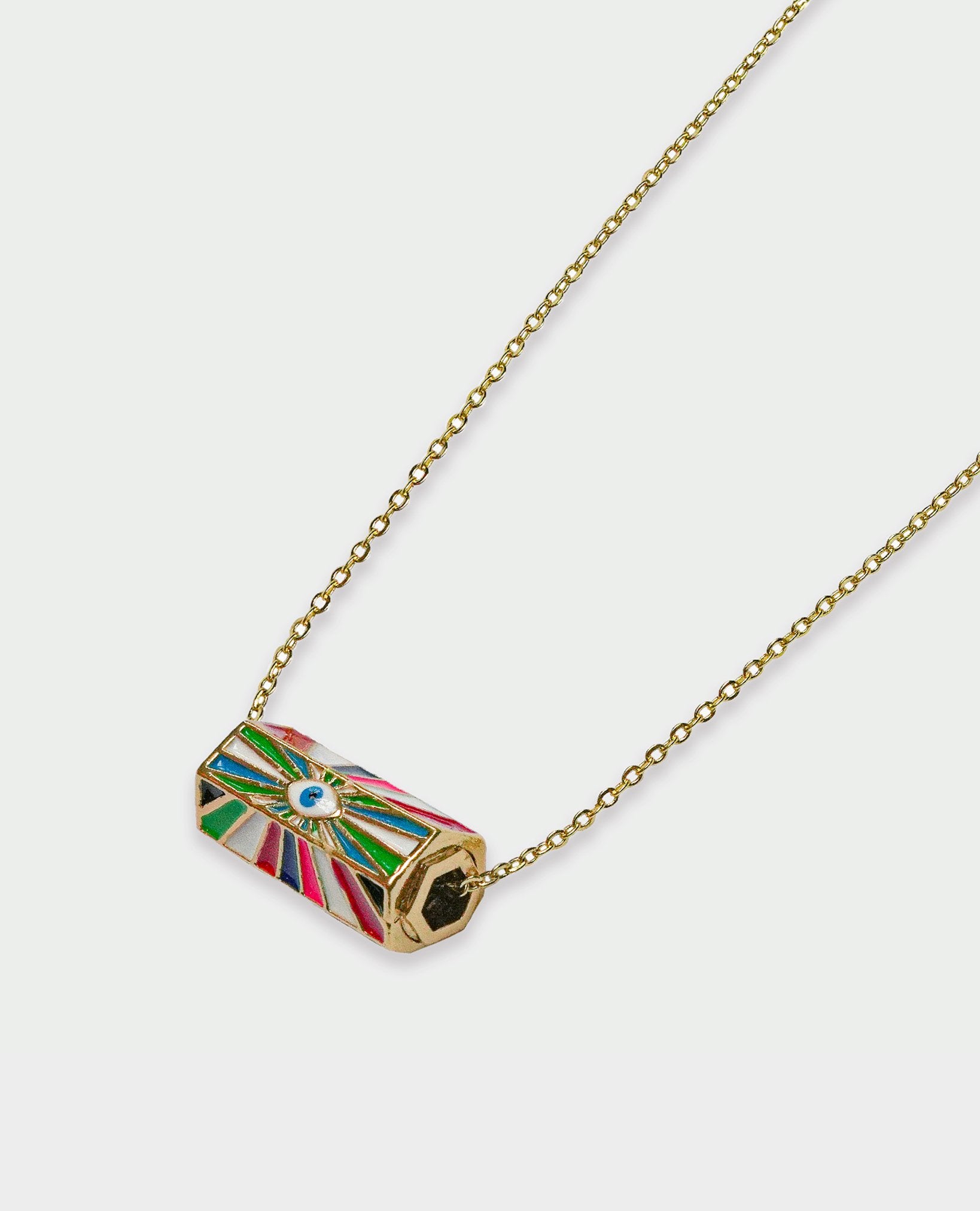 BOHEMIAN GOLD EVIL EYE NECKLACE - MULTICOLOUR