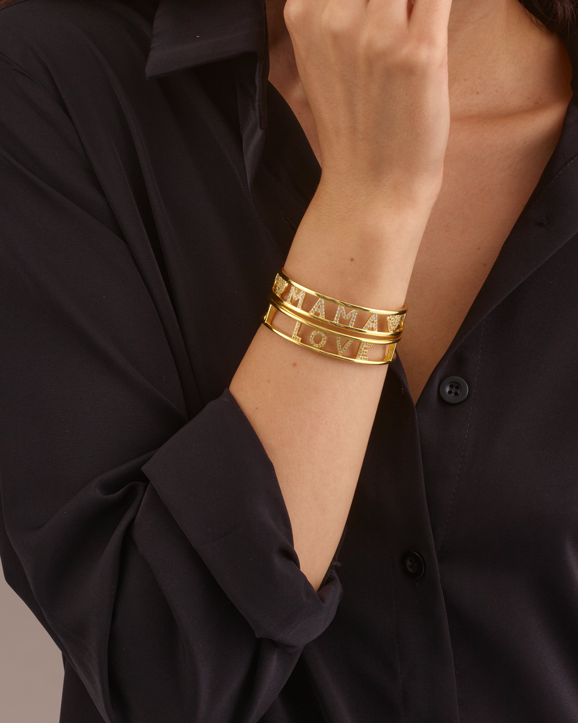 MAMA & LOVE GOLD CUFF SET