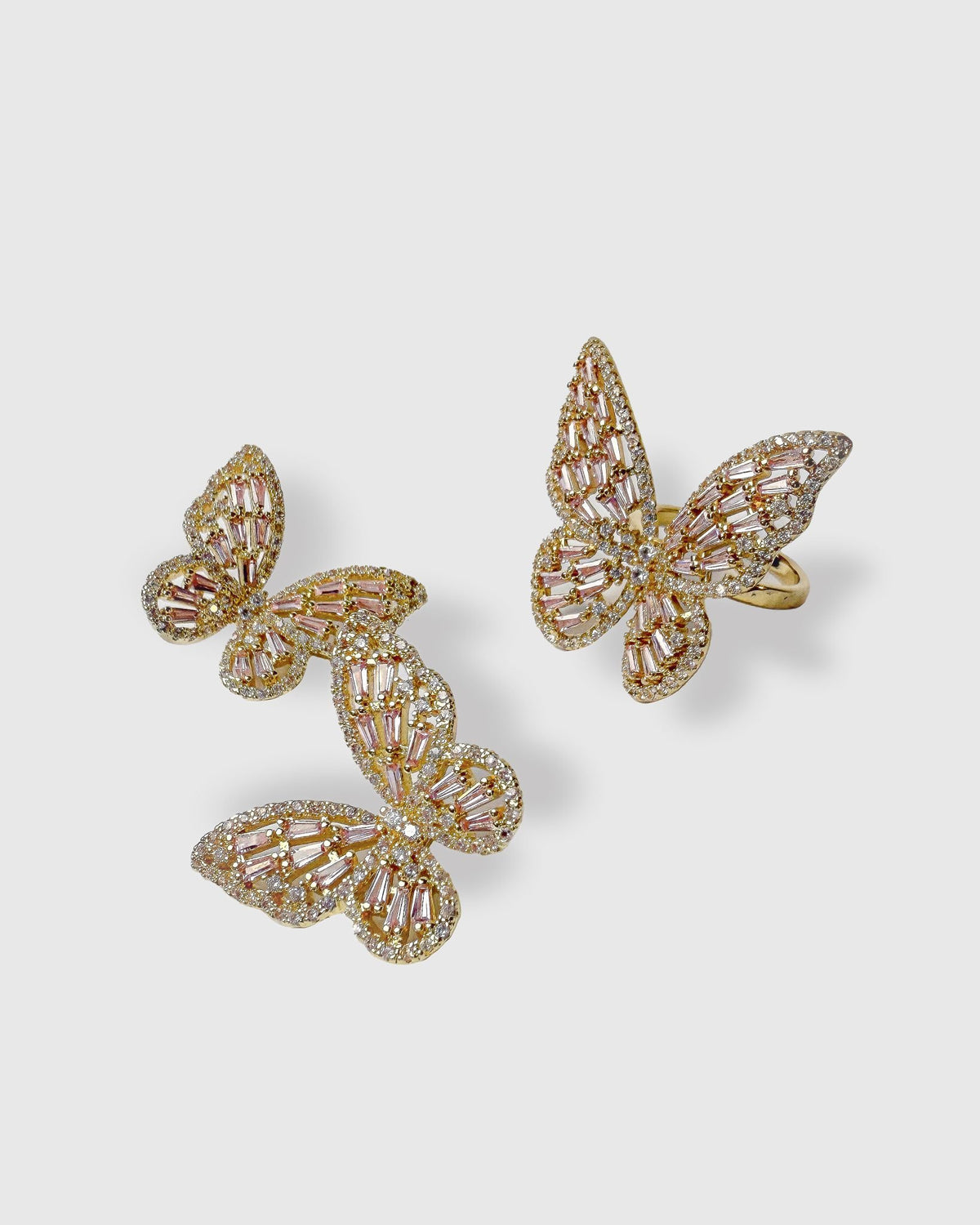 BUTTERFLY GOLD EARRINGS & RING SET