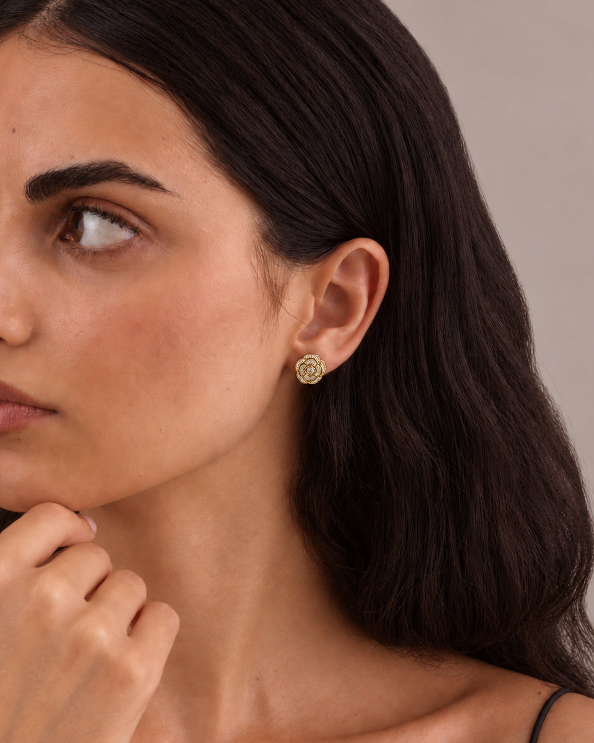 CAMELLIA GOLD STUD EARRINGS