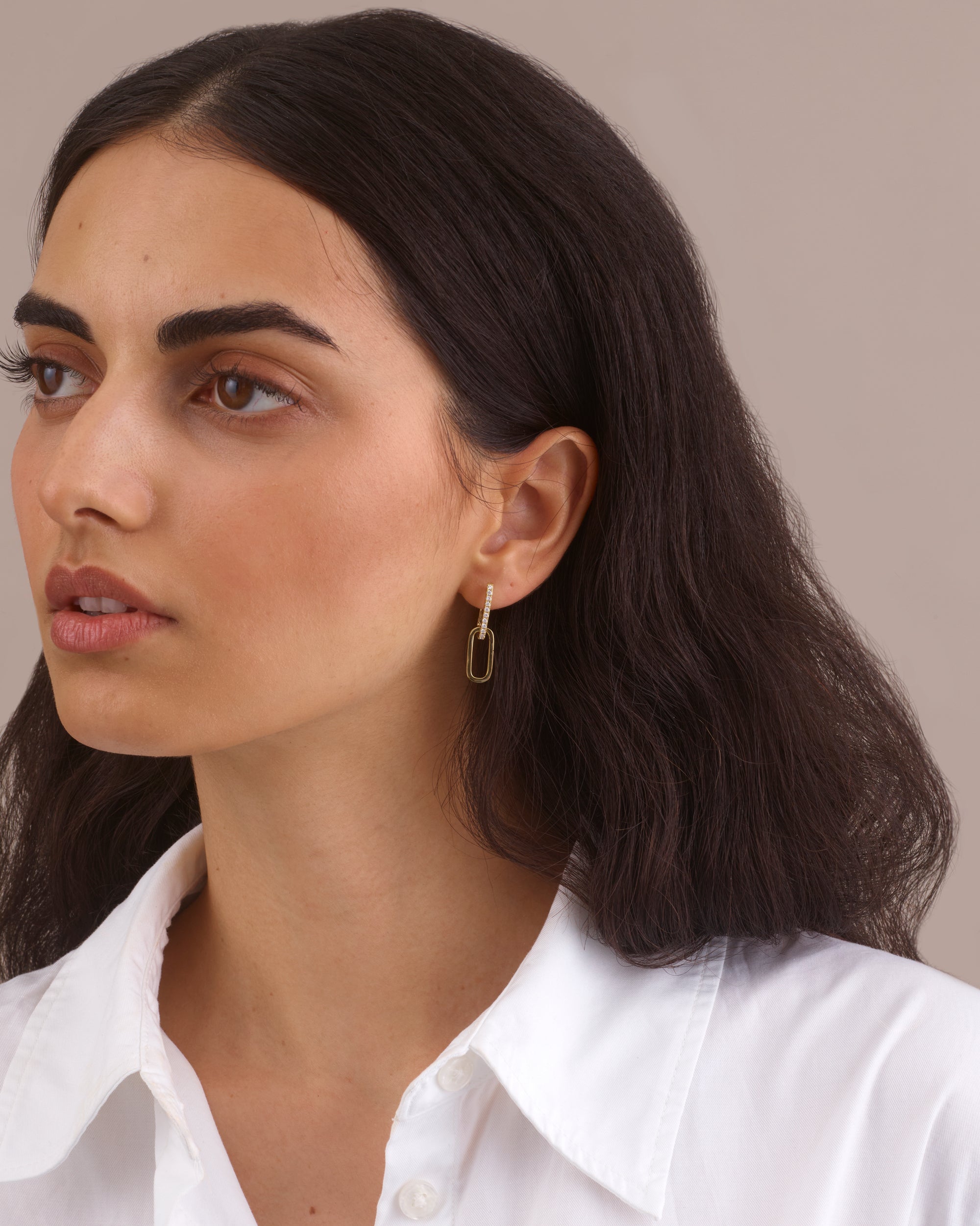 DOUBLE HOOP DIAMOND & GOLD EARRINGS