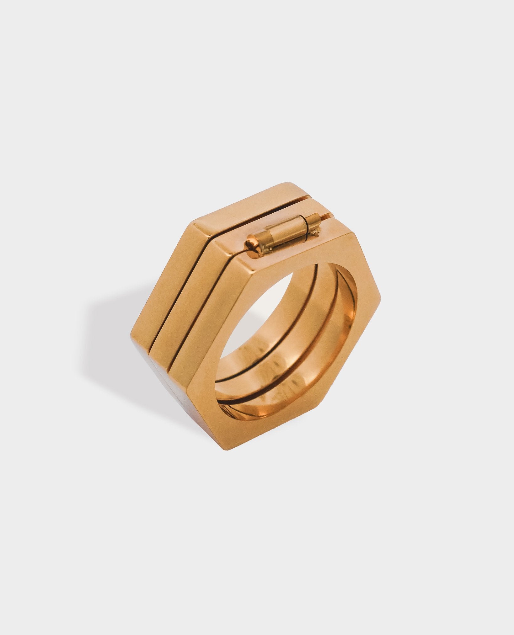 GEOMETRIC STACKED GOLD RING 7
