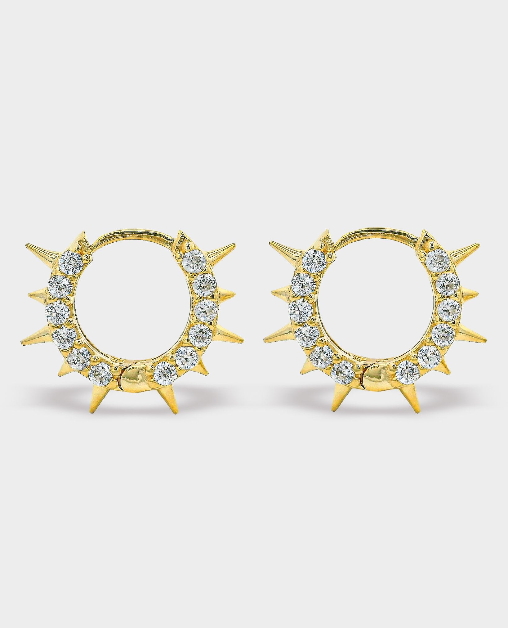 SPIKE GOLD HOOP HUGGIE EARRINGS