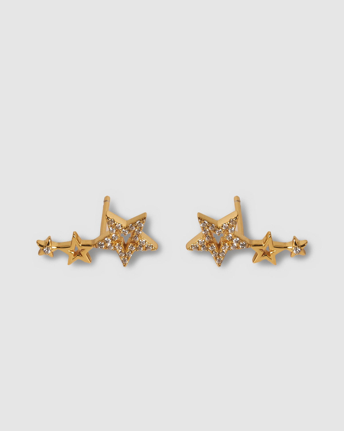 TRIPLE STAR GOLD STUD EARRINGS