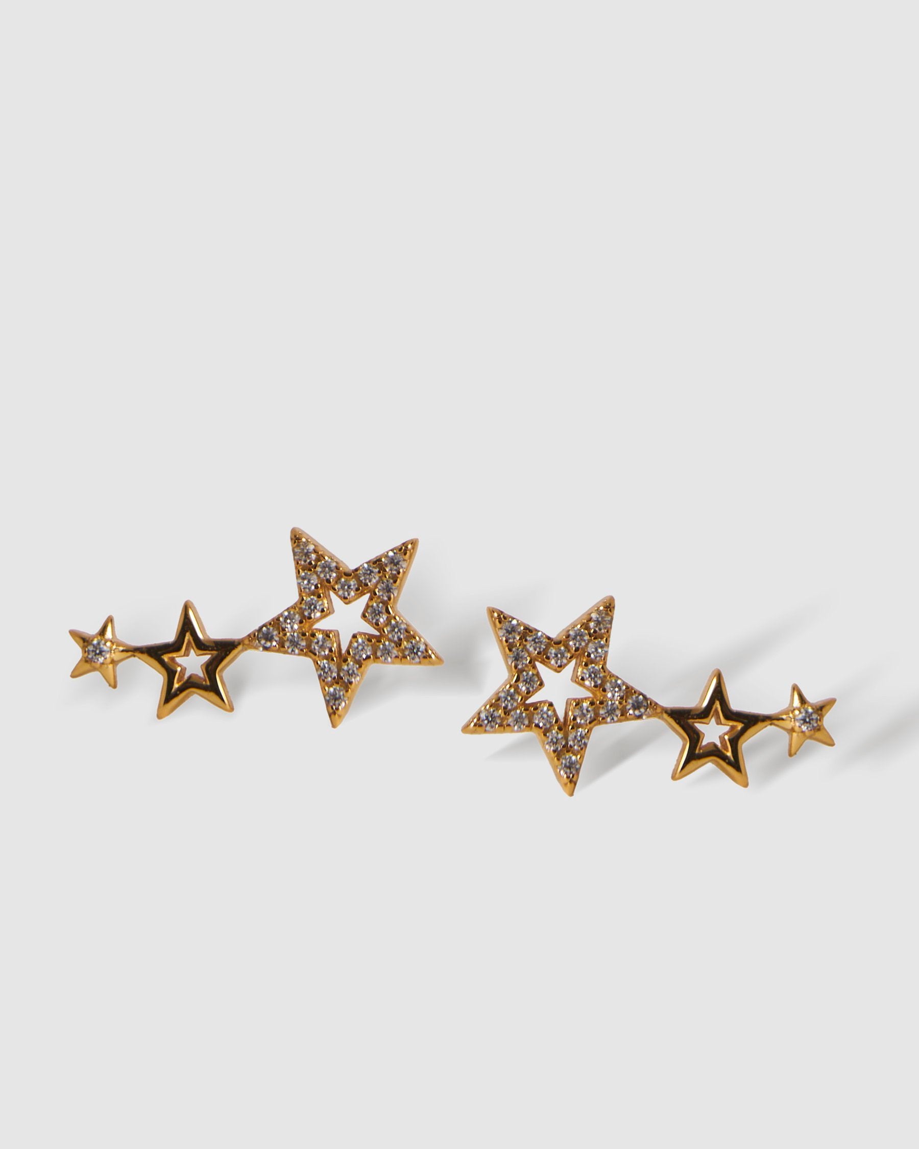 TRIPLE STAR GOLD STUD EARRINGS