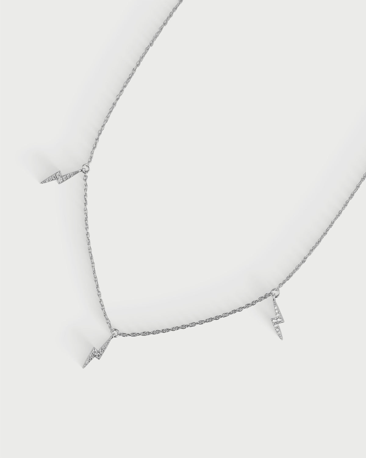 TRIPLE LIGHTNING BOLT NECKLACE - SILVER