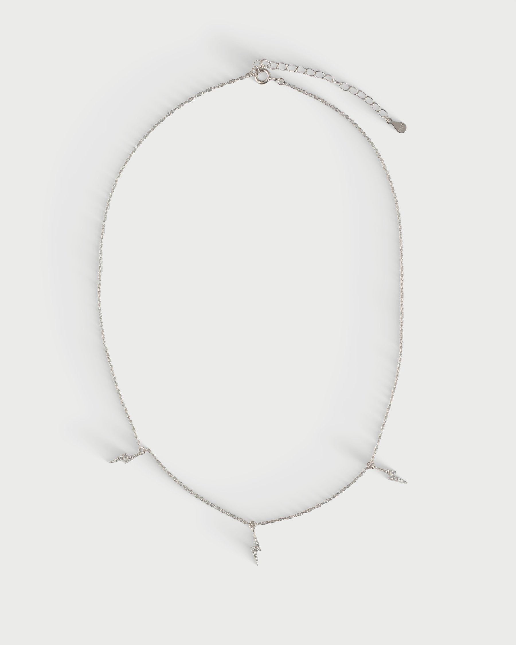 TRIPLE LIGHTNING BOLT NECKLACE - SILVER