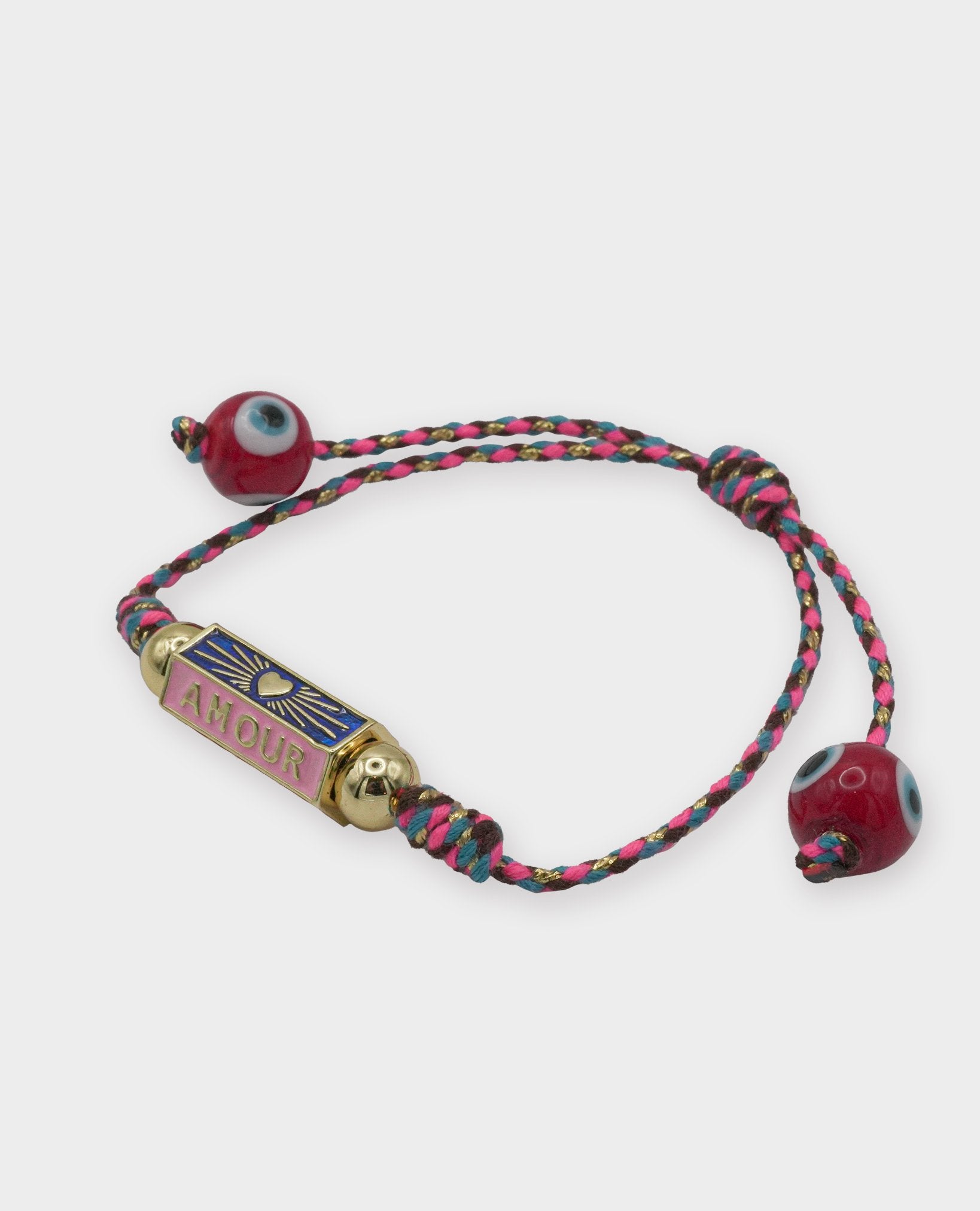 BOHEMIAN EVIL EYE AMOUR CHARM BRACELET - PINK