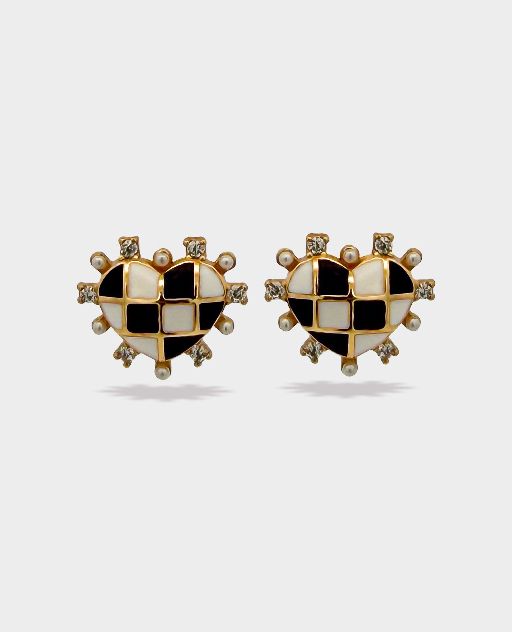 HEART CHEQUERED EARRINGS