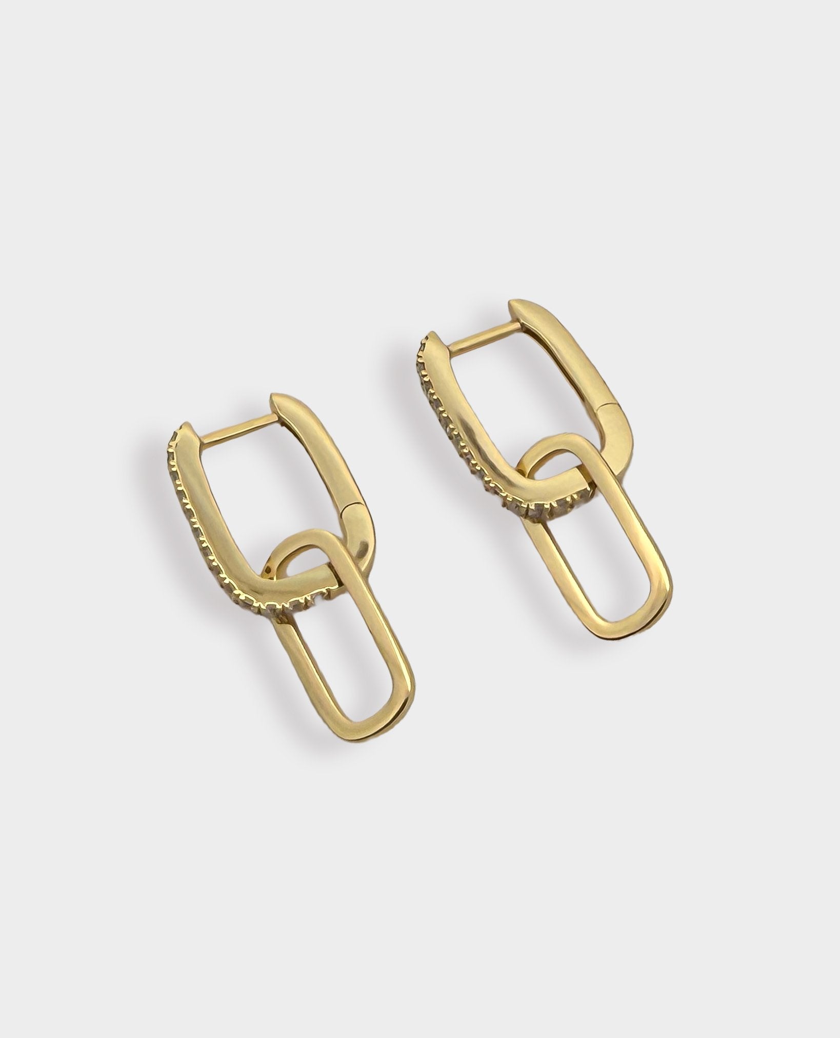 DOUBLE HOOP DIAMOND &amp; GOLD EARRINGS